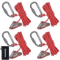 Tent Rope, Paracord, with Carabiner, Adjustable, Tarp Rope, Guy Line, Medium raudona