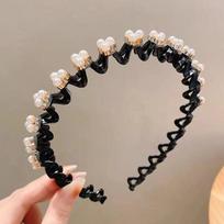 Pearl Lazy Men Hair Braider Hair Hoops Rhinestone Hair Toothed Headband  Hair Styling Accessory Style 4