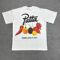 Patta Vyriški Moteriški Oversized Marškinėliai su Čili Spaudiniu Juodi Balti Viršutiniai Drabužiai Tee T Marškinėliai M gray