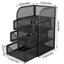 Black Desk Organizer Metal Office Desk Organizer Pen Container Stationery Organizer  For Office