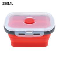350 ml / 500 ml / 800 ml / 1200 ml stačiakampio dydžio silikoninė sulankstoma pietų dėžutė Bento dėžutė 350ML raudona