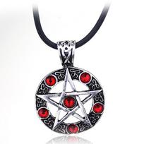 Supernatural Black Butler Pentacle Pentagram Liuciferis Šėtonas Ragana Protect Star Amulet Kaklo papuošalas raudona