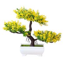 1 vnt. dirbtinių gėlių pušų augalų fotografija vestuvių namų bonsai dekoro? Kalėdinis papuošalas geltona