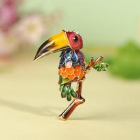Blucome Spalvingi emaliai Toucan Bird Sagės Kalnų krištolo krištolo vaikams Dovanų tendencija Pelican Pins Papuošalai oranžinė