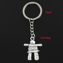 Akmens žmogus 36x28mm pakabukas 30mm raktų pakabukas metalinė grandinėlė sidabro spalvos vyriškas automobilio laikiklis dovana suvenyrai raktų pakabukas sidabras