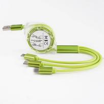 Stretch 3in1 iOS Type C USB C Micro USB įkroviklio laidas, skirtas iPhone 12 13 14 5 6 7 8 X Samsung Cord Wire Automobilinio įkrovimo mobiliojo telefono laidai 3 In 1 Cable žalia