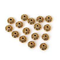 50 vnt 6 mm Tibeto metalo karoliukai senoviniai auksiniai sidabriniai ovalūs NSO formos laisvi tarpiniai karoliukai papuošalams gaminti pasidaryk pats apyrankės.