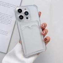 Smūgiams atsparus kortelės lizdo silikoninis minkštas dėklas, skirtas iPhone 16 Pro Max 15 14 13 12 Pro MAX 12 Pro 11 X XR XS 7 8 Plus skaidrus mobiliojo telefono dėklas iPhone 12 skaidri