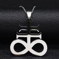 Leviatano kryžiaus simbolis LUCIFER karoliai šėtono simbolis nerūdijančio plieno pagoniškas sieros ženklas alcheminis siera Leviatanas demonas ženklelis sidabras