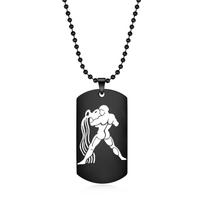 12 žvaigždynų pakabuko amuletas iš nerūdijančio plieno zodiako šuns žymeklio pakabuko karoliukų grandinėlė, vyriška moteriška, laiminga karoliai, dovana black
