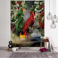 Fantazijos kraštovaizdžio 3D spausdinimas Gobelenas augalas Gėlių ir paukščių menas Pakabinamas Bohemijos psichodelinis Kawaii namų kambario dekoravimas 90x75cm black