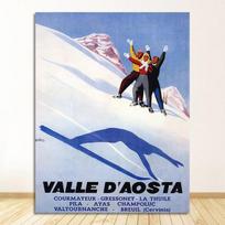 Drobė Tapyba Slidinėjimas Vintažinė siena Kraft Plakatai Dengti sienų lipdukai Namų dekoravimas Nuotraukos Retro slidinėjimas Alpėse Šveicarija 21cm×30cm NoFrame