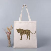 Leopard Print Love Mouse Women Summer Canvas Bag Eco Shoulder Bag Messenger Girl Lips Print Hobo Purse Satchel Tote Handbag Gift 24*26cm white