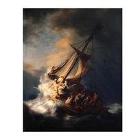 Klasikinio Rembrandto plakato spaudinys Kristus audroje jūroje Galilėjos drobė Tapyba Garsioji siena meno galerija Namų dekoravimas 21x30 No Frame