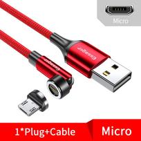 Essager 540 pasukamas magnetinis kabelis 3A greito įkrovimo mikro USB C tipo laidas skirtas iPhone Xiaomi magnetiniam įkrovikliui telefono duomenų laidas Micro-1M raudona