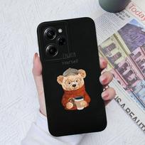Skirtas Xiaomi Poco M4 Pro X3 X4 X5 Pro C40 C50 C55 M3 telefono dėklas Cute Bear minkštas skystas silikonas smūgiams atsparus matinis dangtelis, skirtas Xiaomi Poco buferiui Xiaomi Poco C3