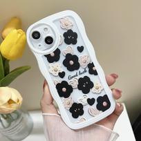 Skaidrus Wave Edge dažytas silikoninis dėklas, skirtas Xiaomi Redmi Note 10 11 12 iPhone 15 14 13 11 Samsung A14 A24 A34 A54 Funda juodai baltos gėlės Infinix Hot 10 (X682) black