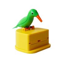 Mažas paukštelio dantų krapštukų indelis Automatinis dantų krapštukų dozatorius Dantų krapštukų laikiklis Namų dekoracija Virtuvės reikmenys Green bird yellow bottom