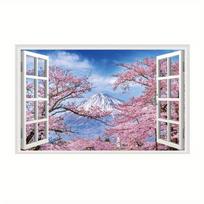 3D gamtos peizažai netikri langų lipdukai Sakura Tree Beach pastatas Sienų menas Firmos lipdukai Namų biuro apdaila Vinilo tapetai 43.5x70cm