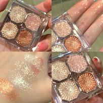 4 spalvų perlamutrinių blizgių akių šešėlių paletė Bright Matte Shimmer akių šešėliai vandeniui atspari pigmentinė makiažo kosmetika 06-sjdd