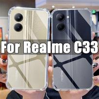 Skaidrus telefono dėklas Realme C33, TPU skaidrus dėklas Realme C 33 6.5  RMX3624, Atsparus smūgiams, Anti-scratch dangteliai For Realme C33 gryna