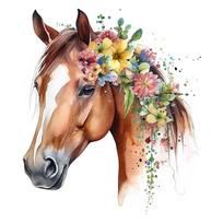 C225# Akvarelės „Boho Horse“ sienos lipdukas Vonios kambario tualeto dekoras Svetainės spintelės šaldytuvas namų dekoravimo lipdukai B-26x30cm-PET