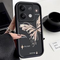 Xiaomi Poco F6 X6 X5 13T 11T Pro Redmi Note 12 11 Pro 10 dėklas, atsparus smūgiams, saldainių spalvos silikoninis drugelio matinis minkštas telefono dėklas Redmi Note 13 4G juoda