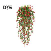 1/2 vnt. Kabantis dirbtinių gėlių vijoklis Atsparus UV spinduliams Netikri svyrantys floraliniai augalai Plastikinis gebenė Namų Vestuvių Vidaus Lauko Sodo Kiemo Dekoracija Nuotrauka 2pcs raudona