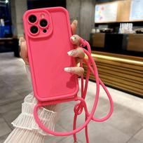Telefono dėklas, skirtas iPhone 14 13 15 Pro Max 12 11 X XR XS 7 8 Plus SE 2020 2022 kryžminio korpuso reguliuojamas dirželio dirželis, minkštas dangtelis iPhone 11 rožinė
