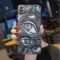 Case For Samsung Galaxy A50 A70 A30 A20s A20e A10 A40 A10s A10e M52 M51 M31 M30s M21 Black Phone Cover Scary Face Eyes Smiley Samsung A90 5G
