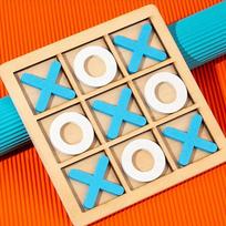Montessori Interaktyvi Medinė Lenta Vaikų Žaidimas XO Kryžiukai Nuliukai Šachmatai Juokingas Lavinantis Intelektą Švietimo Žaislas Dėlionės 3D Labirintas mėlyna
