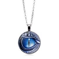 Dragon Eyes karoliai apvalūs skaidraus stiklo kabošono pakabukas iš cinko lydinio Evil Eye karoliai rankų darbo papuošalai moterims vyrams, dovanos