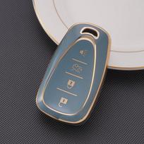 Gold-rimmed car key cover shell for Chevrolet Malibu XL, Camaro, Trailblazer RS. 5-button 4-button with package buckle. Cross-border applicable. gray