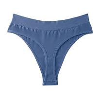 European and American Women's Sexy Seamless T-Back Underwear, Wide Waist Fitness Briefs Medium mėlyna