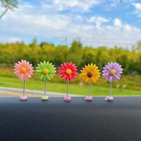 5 vnt animacinių filmų automobilio salono saulėgrąžų papuošimas su pavasario purtymo galvutės dekoru Dvipusė juosta 01#