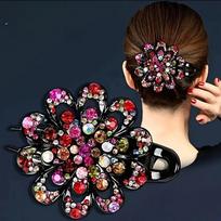 Gėlių plaukų segtukas Crystal Rhinestone – puošni arklio uodega Barrette elegantiška plaukų segtukas moterims 1PCS įvairiaspalvis