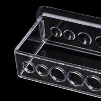 Plastikinis skaidraus mėgintuvėlių stovas su 6 skylėmis, laboratorijos mėgintuvėlių stovo lentyna