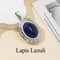 1 vnt., Natūralaus akmens ovalus pakabukas, Boho malachito, lapis lazurio akmenukų pakabukai moterims, vyrams, karoliai, pakabinami dekoravimo aksesuarai, papuošalų gamyba 1Pc/30×24mm mėlyna