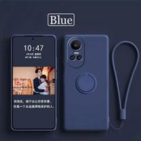 Dėklas skirtas Funda Oppo Reno 10 5g Skystas silikoninis žiedo laikiklis Minkštas telefono odos dangtelis Oppo Reno 10 Pro Atnaujintas smūgiams atsparus galinis Fundas For Reno 10 5g mėlyna