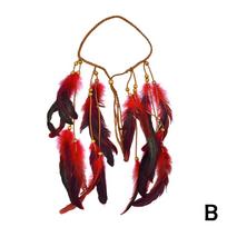 Boho Feather Headband Hippie Headband Gypsy Feather Indian For Women Headwear Accessories Hair X4G9 Red-1pcs
