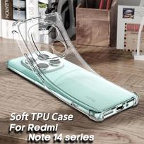 Prabangus smūgiams atsparus telefono dėklas Xiaomi Redmi Note 14 13 12 Pro Plus, skaidrus, silikoninis, minkštas TPU galinis dangtelis Redmi Note 14 Pro 5G (Global)