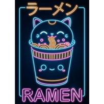Neoninis Retro Japonijos Maistas Ramen Sushi Katė Plakatas ir Spaudiniai Drobės Tapyba Sienos Menas Paveikslai Kawaii Virtuvė Kambarys Namai Parduotuvė Dekoras 21cm×30cm NoFrame