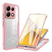 360 Viso Kūno Apsaugos Dėklas Xiaomi Redmi Note 13 Pro Plus 12 11 Pro 5G 12S 10 Redmi 13C 12C 10C Silikoninis Skaidrus Telefono Dėklas Redmi Note13 ProPlus rožinė
