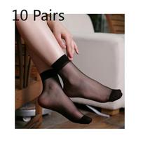 10 Pairs of Socks Ladies Summer Thin Anti-odour Short Stockings Anti-hooking Solid Colour Invisible Crystal Stockings 10 pairs juoda