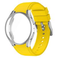 Apsauginis dėklas + apyrankė, skirta Samsung Galaxy Watch 4/5/6 40 mm 44 mm minkštas TPU dangtelis + apyrankė, skirta Galaxy Watch 6 Classic 43 mm 47 mm dirželiui Galaxy Watch 4 40mm sidabras/geltona