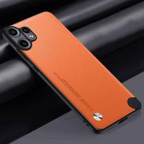 Prabangus PU odos dėklas telefonui Nothing CMF Phone 2 Pro, galinis dangtelis, silikoninis visiškos apsaugos dėklas telefonui Nothing CMF Phone2 Pro 5G For CMF Phone 2 Pro oranžinė