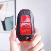 For Peugeot 2008 3008 4008 5008 308 408 508 Citroen C1 C2 C4 C6 C3-XR Grand DS3 DS5 TPU Leather Car Smart Key Case Cover Shell raudona
