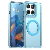 Magnetinis belaidžio įkrovimo dėklas Motorola Edge 60 Pro Moto Edge 60 Fusion Dangtelis Saldainių spalvos Skaidrus korpusas Fundas Coque Motorola Edge 60 Fusion mėlyna
