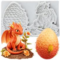 Dragon Silicone Mold Dragon Egg Fondant Molds Cake Decorating Tools Cupcake Topper Candy Resin Clay Chocolate Gumpaste Mold pilka spalva