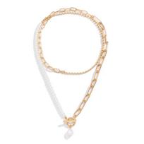 Gold Color Multilayer Chain Necklace Lariat Beads Choker Necklace For Women Punk Wedding Jewelry Toggle Clasp KTY auksas